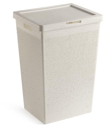 TATAY Cesta Ropa Sucia 60L Bohol | Diseño Minimalista | Tapa Abatible, Asas Laterales | Ventilación Óptima | Plástico 100% Reciclado Libre de BPA | 42,5x33,5x60 cm, Ecohome