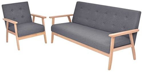 Somanki Sofa-Set 2-TLG Schlafsofa, Schlafcouch, Sofa Bed, Sofas & Couches, Relaxsofa, Stoff Dunkelgrau