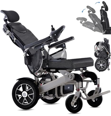 KAKIGO Ergonomischer Rollstuhl Elektrisch Faltbar Leicht mit 165° verstellbarer Abnehmbarer Rückenlehne, 30 KM Elektrischer Rollstuhl bis 150 KG, 500W Elektrorollstuhl