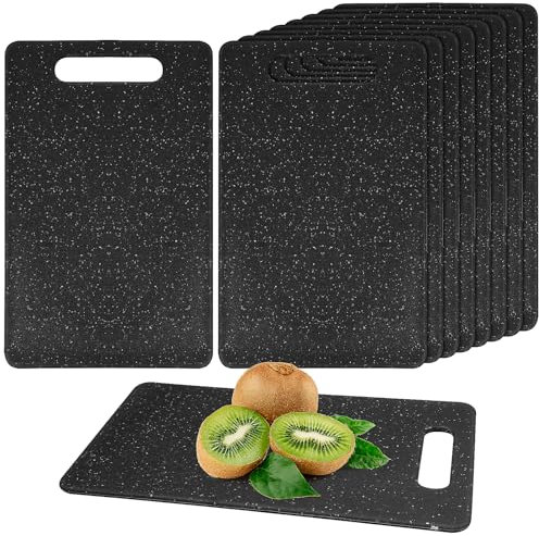 8Pcs Small Plastic Cutting Board, Kitchen Chopping Board Black Mini Bar Granite Cutting Board for Camping Meat Vegetables Fruits, BPA Free, Dishwasher Safe, 15 x 25 cm