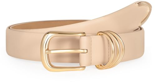 JasGood Damen Ledergürtel Mit Goldschnalle, Mode Leder Taille Gürtel für Frauen Jeans Hosen Kleider