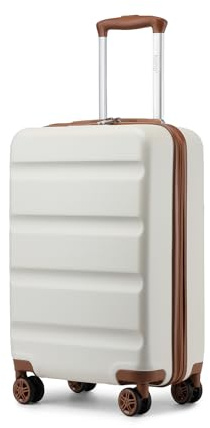 Kono Lätt resväska handbagage stor medium liten handkabin bagage hårt skal lätt resevagn bagage resväska med TSA-lås och robust 4 spinnarhjul, gräddvit, 20
