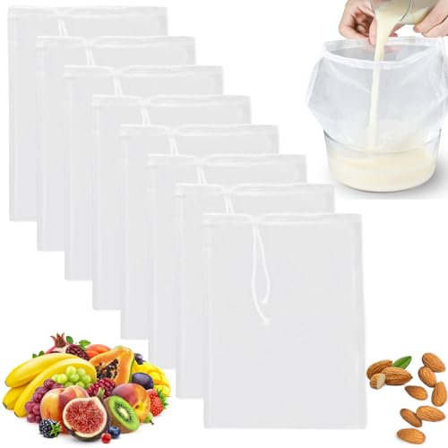 atnayo 8 Pcs Cheese Cloths for Straining, 100 Mesh Reusable Muslin Cloths for Cooking Yogurt Nut Milk (20 x 30cm)