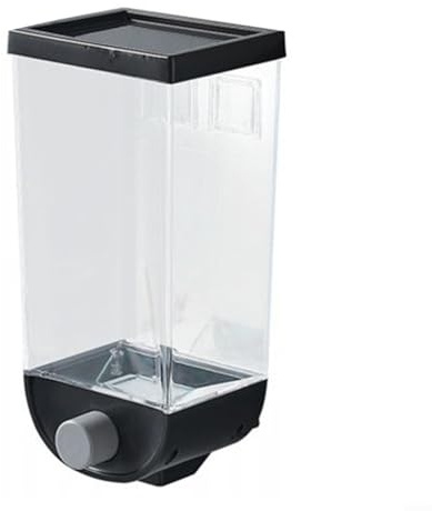 Lecreatekit Easily Accessible Cereal Dispenser Wall Mounted Container Perfect for Organizing Flour, Tea, Nuts, and More (1.5L black)