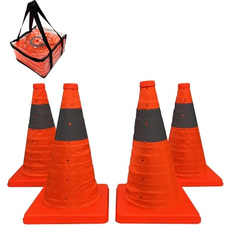15.7inch/40cm Foldable Traffic Cone, 4 Piece Pop up Reflective Warning Cone, Used for Temporary Parking, Road Construction, and Activity Control