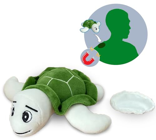 Winltendty Magnetic Shoulder Turtle Plush Toy - 6.5 Inch Stuffed Animal, Soft Cute Tortoise for Kids, Ocean Animal Nursery Decor, Birthday Gift (Green)