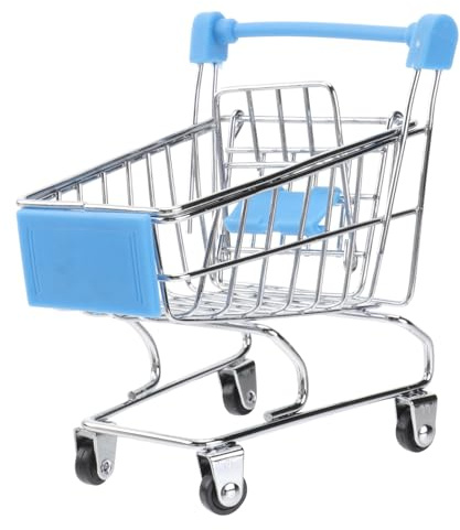 LRXIYODE Kleiner Einkaufswagen Metall Handwagen Spielzeug Kinder Schreibtisch Organizer Geschenk Himmelblau