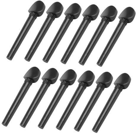 BESTonZON Professionelle Stimmwirbel Schwarzes Zubehör aus Ebenholz 12 Stück Glattes Design Polierte Oberfläche für Präzises Stimmen für Oud