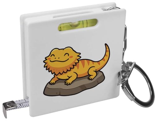 Azeeda 'Happy Bearded Dragon' Keyring Tape Measure/Spirit Level Tool (KM00046110)