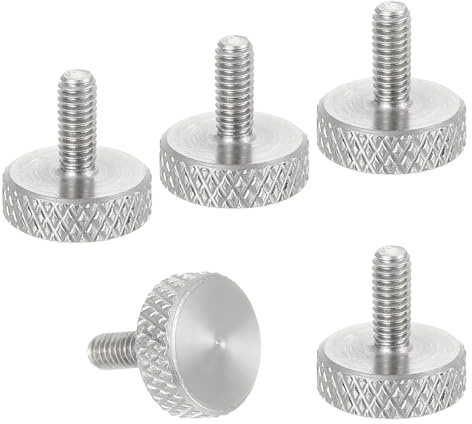 QUARKZMAN 5 Stück M2.5x6mm Flache Rändelschrauben, Messschieber-Schrauben, 304-Edelstahl diamantgerändelte Kopfschrauben Griffknöpfe Klemmschraube Handfestzieh-Gewindebefestigungen