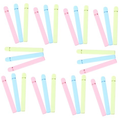 JECOMPRIS 30pièces Clips de Fermeture Plastique Réutilisables pour Sachets de Chips Pain et Snacks Lot de Pinces de Fermeture pour Conservation des Aliments Couleur Aléatoire