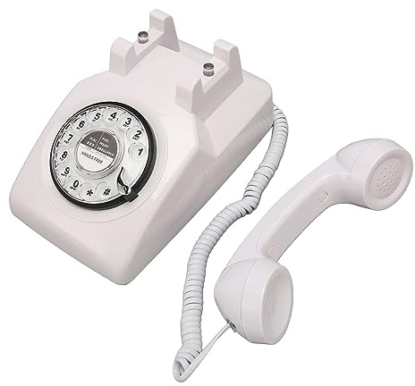 Sorandy Retro Roterande Telefon Antik Telefon med Mekanisk Ringsignal för Hushållskontor (Vit)