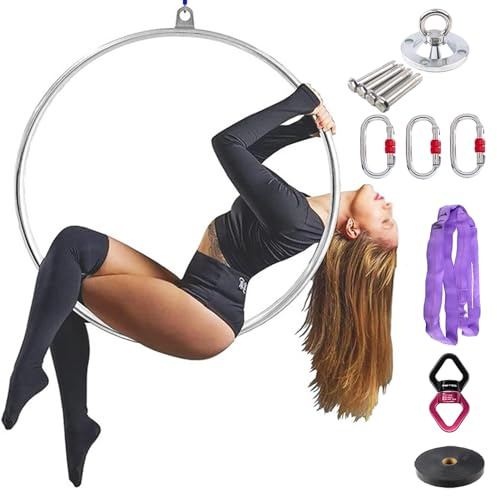 Aerial Lyra Hoop Set für Heimübungen - Unterstützt Erwachsene Fitness und Zirkustraining Ideal für Anfänger