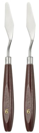 QUARKZMAN 2Pcs Couteau À Spatule Outil De Peinture 2.17 X 0.63 Rouge/Argent | Spatule En Acier Inox, Couteaux À Spatule Grattoirs Outils Avec Manche En Hêtre Pour Mélange Étendage Acrylique