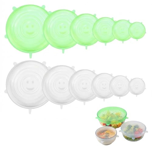 12 PCS Silicone Lids Food Covers, Silicone Stretch Lids 6-Piece Set