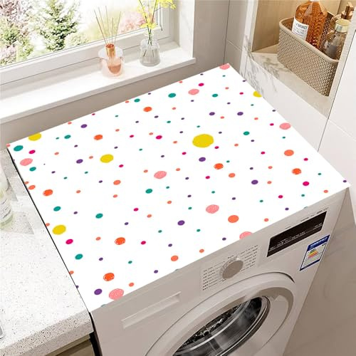 Hearda Housse Machine a Laver Motif à Pois, Dessus Tapis Lave Linge Antidérapant, Housse de Protection pour Machine à Laver Top, Tapis de Protection pour Dessus Sèche-Linge (Coloré,60x60cm)