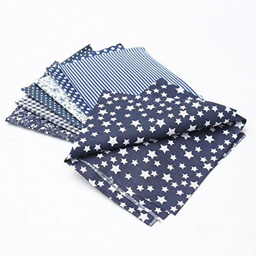 7 Stück Baumwollstoff Stoffpakete Baumwolle Stoffreste Marine 50x50cm | Stoffe zum Nähen, Patchwork Stoffe DIY Basteln Handwerken, Puppenkleidung