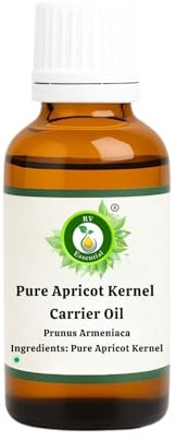 R V Essential Puro di nocciolo di albicocca Vettore Olio 30ml (1.01oz)- Prunus Armeniaca (100% Pressato a Freddo Puro e naturale) Pure Apricot kernel Carrier Oil