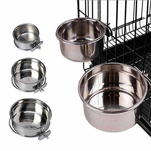Bunty Stainless Steel Clip-On Dog Bowls - Crate Water/Dog Food Bowl for Small to Large Dogs - Ideal for All Pets - Easy Install, Rust Resistant - Medium, 14cm Diameter