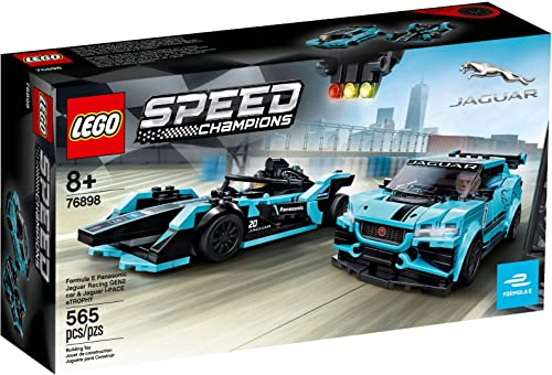 LEGO Speed Champions Formula E Panasonic Jaguar Racing GEN2 Car & Jaguar I-PACE eTROPHY, Macchina da Corsa Giocattolo per Bambini di 8+ Anni, 76898