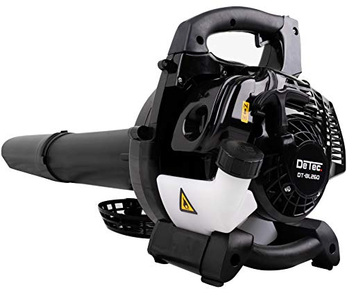 DeTec DT-BL260 - Aspirapolvere a benzina 2 in 1 con sacco di raccolta, tracolla e maniglia, con pratico trituratore con regolatore di velocità motore a benzina