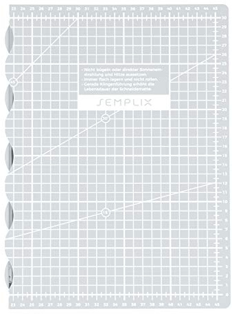 SEMPLIX Schneidematte A3 selbstheilend faltbar 45x30 cm (hellgrau) | Selbstheilende A3 Schneidematte 45 x 30 cm – faltbar, ideal für Basteln, Nähen, Patchwork und DIY-Projekte.