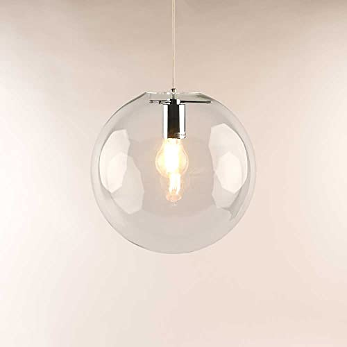 s.luce Orb Glaskugel Hängeleuchte Hängelampe Pendellampe Pendelleuchte Glaslampe, Farbe Schwarz/Klar, Größe Ø 20cm