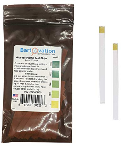Científico de Glucosa Tiras de Prueba para Experimentos de Ciencia Alimentaria o Osmosis/Difusión [Bolsa de 50 Tiras de Plástico]