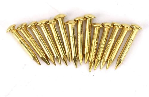100 st Mässingsspik Kopparspik Runt huvud Mässing Brad Nail Hardware Spik Kopparspik för trä DIY Dekorativa bilder Lådor Hushållstillbehör (10 mm)