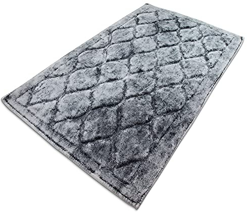 MeralHome Badezimmerteppich anthrazit groß 60 x 100 cm, weich rutschfest waschbar Badematte, Badteppich für Badezimmer, Badvorleger für Bad und Toilette
