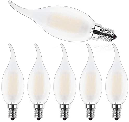 ProCrus E14 LED Kerze Lampe 4W LED Kerzenform für Kronleuchter,C35 Filament Kerzen LED Glühbirne,2700K Warmweiß Kerzenbirnen,E14 4W LED Birne Ersetzt 40 Watt,400LM,Dimmbar,Energieklasse F,6er Pack