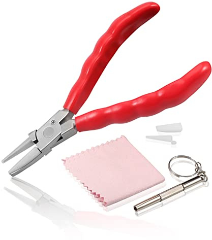 LEONTOOL 6 Inches Half Round Pliers Nylon Jaw Eyeglasses Frame Pliers Eyeglasses Repairing Plier Adjusting Eyeglass Arms Frame Pliers Optical Hand Tool with Screwdriver and Glasses Cloth