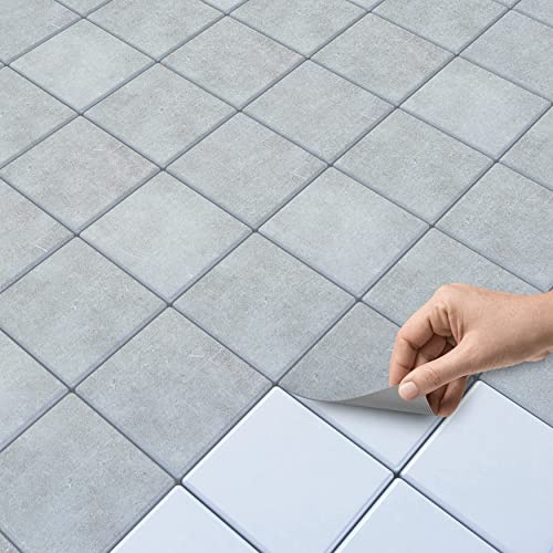 60 Stück Fliesenaufkleber 10x10 cm für Küche und Bad - Klebefliesen, Mosaikfliesen - Aufkleber Fliesen selbstklebend SET // Design: Beton
