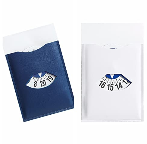 Disco horario para coche, camión, caravana, furgoneta europea para aparcamiento, adhesivo de cristal (2 unidades) azul y blanco con media hora 7 x 12 (blanco)
