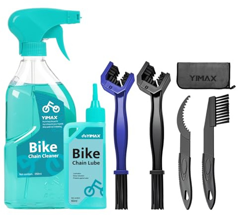 YIMAX Bike Chain Cleaner Set, 500ml Bicycle Cleaning Kit Chain Lube and Cleaning Spray Biodegradable Bike Chain Lubricant with Brushes Cycling Maintenance, Suitable for All Types of Bike
