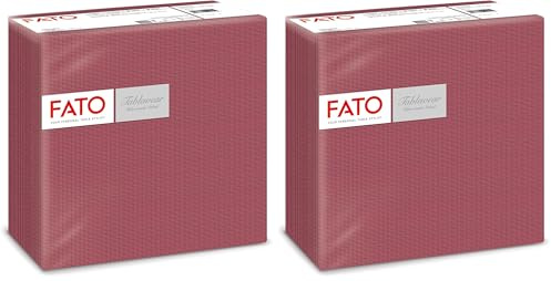 Fato - Serviettes en Papier Sec Airlaid, Effet tissu, Lot de 100 Serviettes, Taille 40x40 Pliées en 4, Couleur Bordeaux