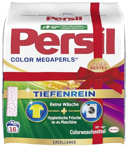 Persil Color Megaperls (16 Waschladungen), Colorwaschmittel mit Tiefenrein Technologie, Waschmittel für reine Wäsche & hygienische Frische für die Maschine, 20 °C bis 60 °C