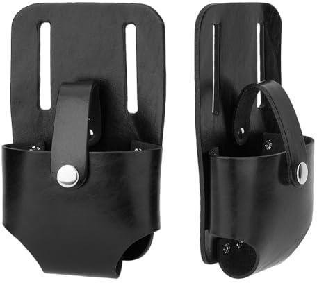 HOBBIESAY 1Pc Imitation Leather Tape Measure Holder Button Closure Work Belt Tool Organizer Tool Carry Belt Clips with Iron Findings Black Tape Measure Belt Clip for Tool Organization