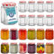 HEFTMAN Small Glass Jars with Lids - 24 Pack Airtight 480ml Jam Jars with Red Gingham Lids for Use as Pickling Jars, Glass Jars for Candle Making, Preserving Jars - Hexagonal Small Jars (Empty)
