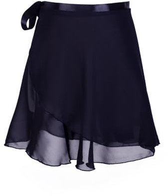 Chiffon Gonnellino Danza Gonna in chiffon di danza classica Gonna in chiffon di colore puro con stampa floreale Body for danza classica Donna Ragazza ( Color : Black , Size : L(Height 120-165cm) )