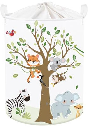 Clastyle Cestos Almacenaje Infantil Animal Bosque Cesta Ropa Sucia Árbol Plegable para Habitación Infantil Dormitorio Cajas de Almacenaje Juguetes para Chico Chica, Tigre Koala, 36 * 45 cm
