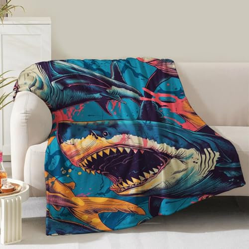 Hai-Decke, Geschenke für Frauen, Mädchen, Mutter, Kinder, Erwachsene, Teenager, Geburtstag, Weihnachten, Valentinstag, Ozean, Tiermotiv, Dekoration, Zuhause, Schlafzimmer, Wohnzimmer, Sofa, Couch