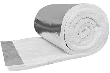Manta De Fibra Cerámica Con Superficie De Lámina De Aluminio Ignífuga Y Aislante Del Calor Adecuada Para Lavavajillas Forjas C(Size:61cm*15m*1cm(24*590*0.39in),Color:Foil de aluminio de una sola cara)