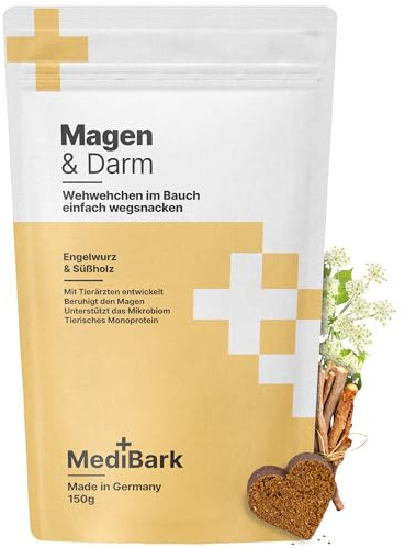 MediBark Magen & Darm - Hundeleckerli mit Ulmendrinde & Engelwurz - gegen Übelkeit & Durchfall - für Gras- & Kotfresser - unterstützt Verdauung & Darmflora - Glutenfrei & Zuckerfrei - 225 Stück