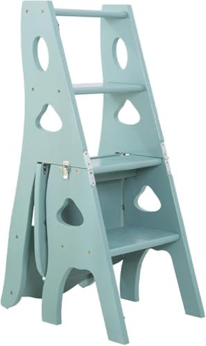 Wooden Folding Ladder, 4 Step Stool, Multifunctional Library Chair and Display Stand, Perfect for Home Use and Dining