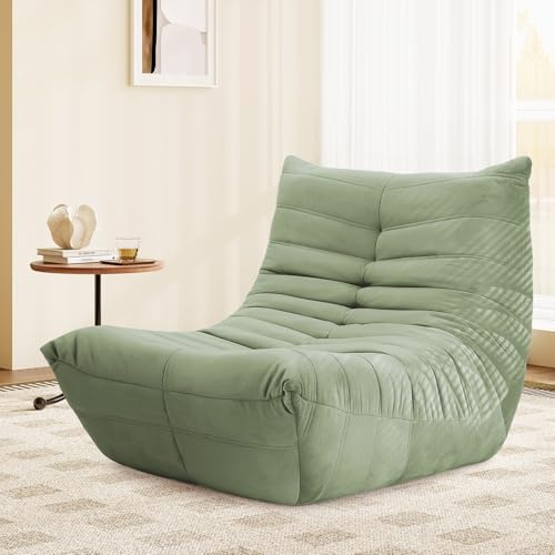 Vesgantti Togo Sofa für kleine Räume, Bodensofa mit Memory-Schaum, Bonless Couch aus Wildlederimitat, kleines Sofa für Schlafzimmer und Wohnzimmer, Grün