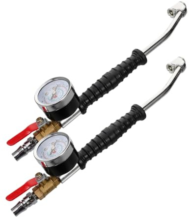 Warmhm Reifenfüller Tragbar für Auto und Lkw 2 Stück mit Reifendruckmesser und Schnellanschluss Luftpumpenadapter aus Kunststoff und Legierung Reifenfüllschlauch Zufällige Farbe