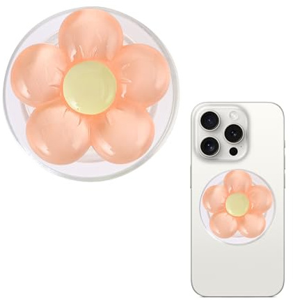Magnetic Phone Stand with Cute Candy-Colored Flower Design, Transparent Foldable Pop Grip Holder for Smartphones and Tablets, Trendy Desk Stand & Grip Accessory