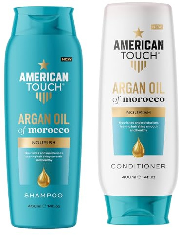 American Touch Argan Oil of Morocco Shampoo & Conditioner Bundle (2 x 400ml) – Nourishing & Moisturising Hair Care Set for Dry, Damaged or Frizzy Hair
