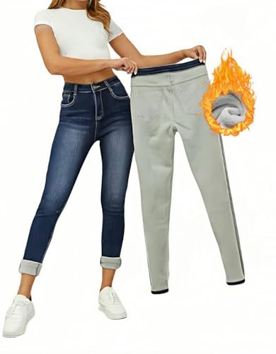 LuminBlaze Jeans Felpati Donna Denim Imbottiti Termici Invernali Jeans Skinny Vita Alta Elasticizzati
